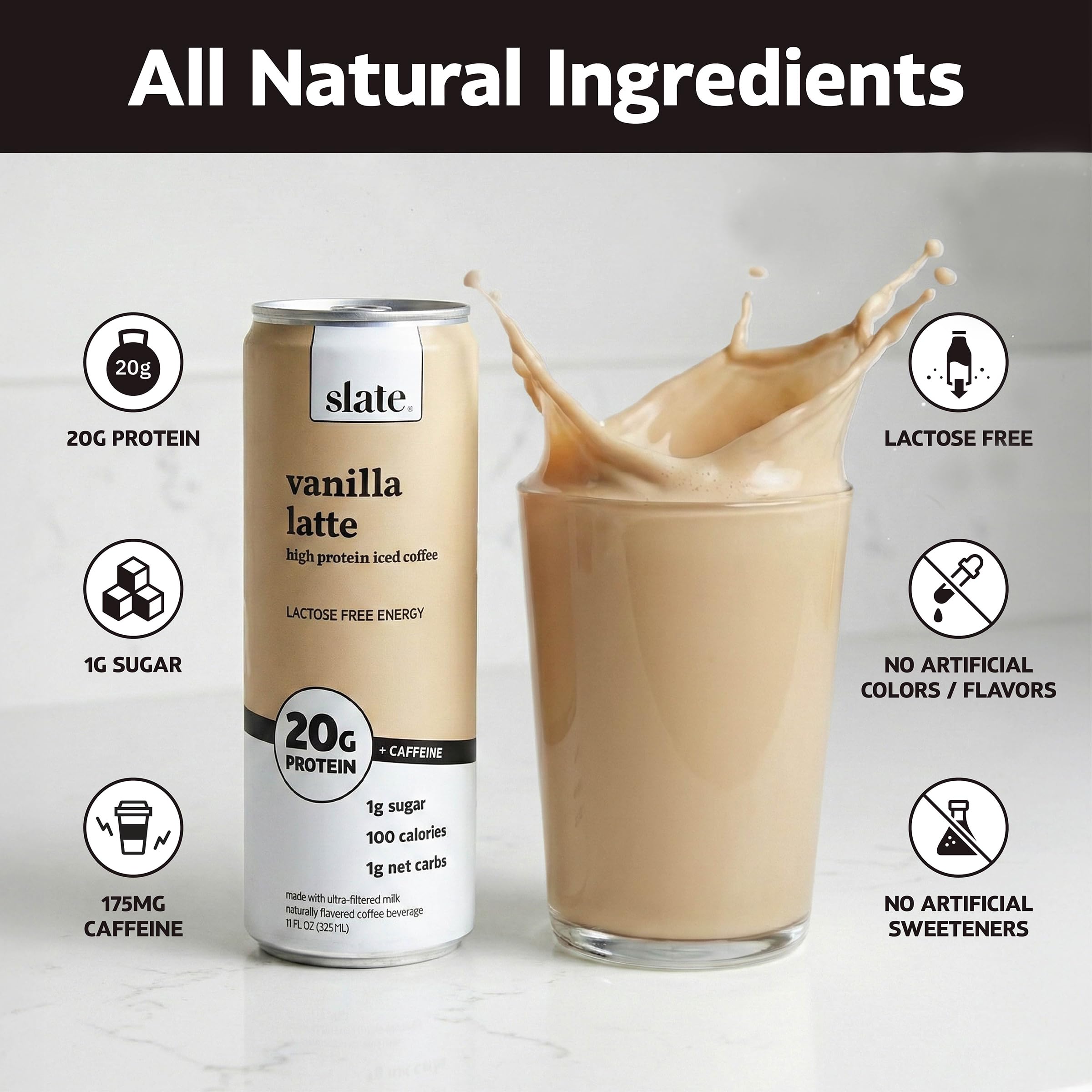 Amazon.com : Slate Milk - High Protein Iced Coffee - Vanilla Latte